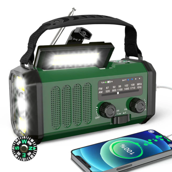 Portable Radio 10000Mah Solar Hand Crank Cell Phone Charger Emergency Radios AM/FM LED Flashlight Outdoor Indoor Light Night - Image 4