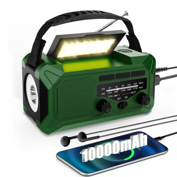 Portable Radio 10000Mah Solar Hand Crank Cell Phone Charger Emergency Radios AM/FM LED Flashlight Outdoor Indoor Light Night - Image 3