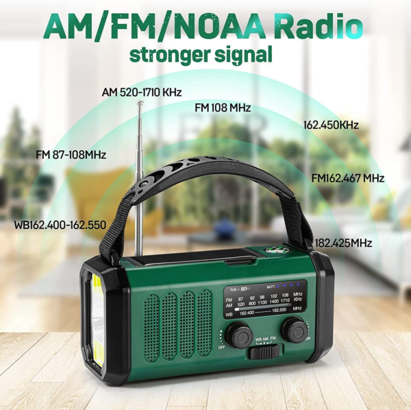 Portable Radio 10000Mah Solar Hand Crank Cell Phone Charger Emergency Radios AM/FM LED Flashlight Outdoor Indoor Light Night - Image 9