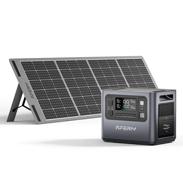 Aferiy P210 2400W Portable Power Station + S200 200W Solar Panel Bundle - Lifepo4 Battery, Pure Sine Wave, Camping & Emergency Solar Generator
