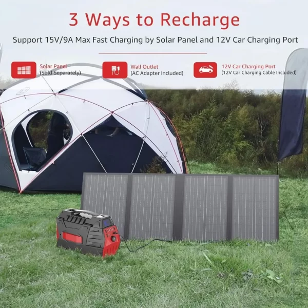 500W Portable Power Bank / Station, 296Wh Outdoor Solar Generator Backup Battery Pack with 110V/500W AC - Image 5