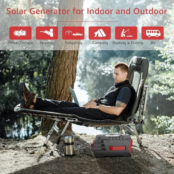 500W Portable Power Bank / Station, 296Wh Outdoor Solar Generator Backup Battery Pack with 110V/500W AC - Image 6