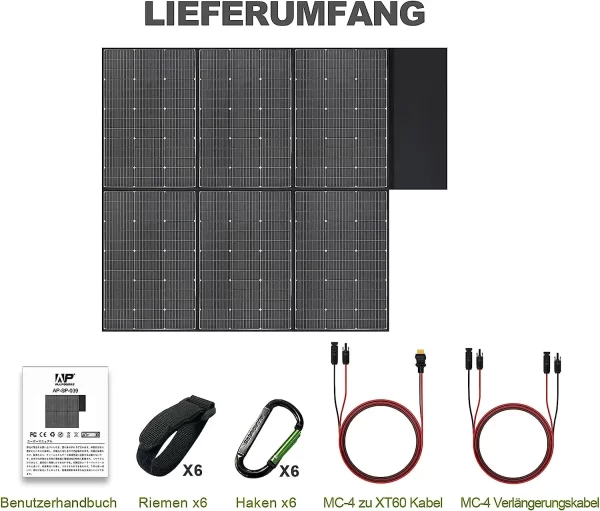 ALLPOWERS Foldable Solar Panel 600W High Efficiency Solar Module Solar Charger with MC 4 Output for 1