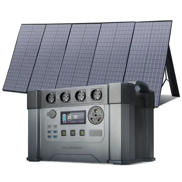 ALLPOWERS Solar Generator S2000 Pro with 400W Solar Panel 4 x 2400W AC Outlets 2400W Portable