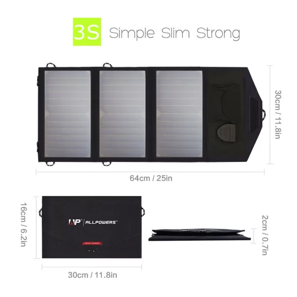 ALLPOWERS Solar Panel Charger 5V 18V 21W Solar Charging for Phone Power Bank Drone 12V Car 1