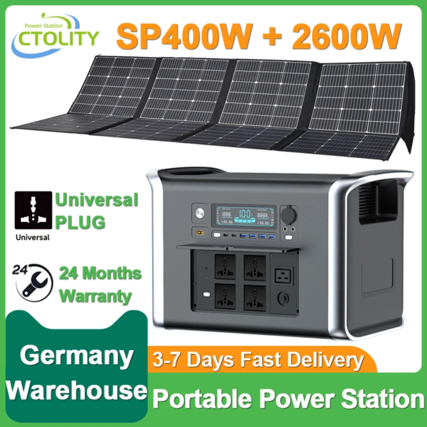 2600W Portable Power Station with 400W 18V Foldable Solar Panel 2048Wh Lifepo4 Battery Energy Storage Supply Camping RV Outdoor - Image 2