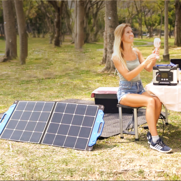 Portable 100W Monocrystalline Solar Panel Suitcase Charger for Generators and Power Stations - Image 5