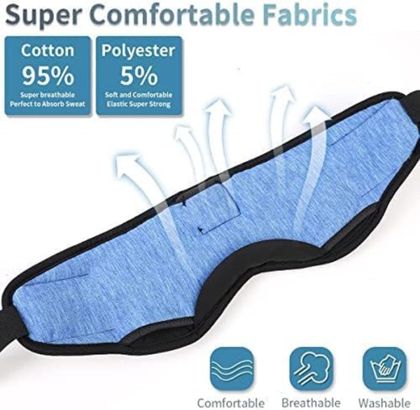 TOPOINT Sleep Mask Headphones with Wireless Bluetooth 5.3, Eye Mask White Noise Headphones for Sleeping Mask Light Blocking, Timer, 14 Hours for Women Men, Travel, Meditation, Nap - Image 5