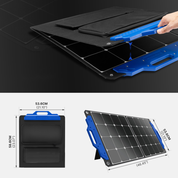 Portable 100W Monocrystalline Solar Panel Suitcase Charger for Generators and Power Stations - Image 6